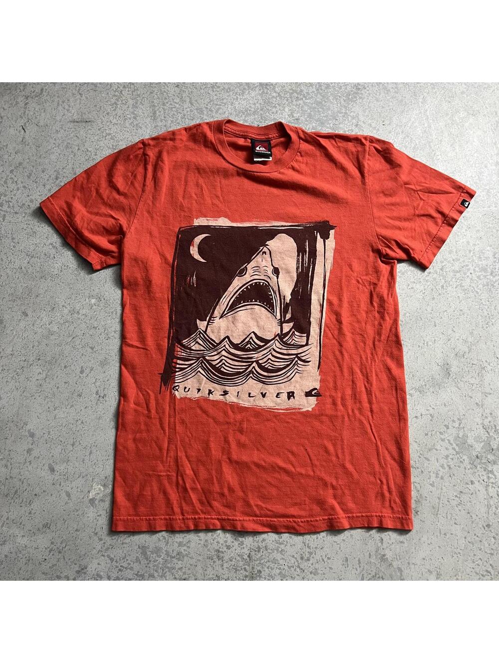 Quiksilver Shark Graphic T Shirt Sz. S Surf Y2K 100% Cotton